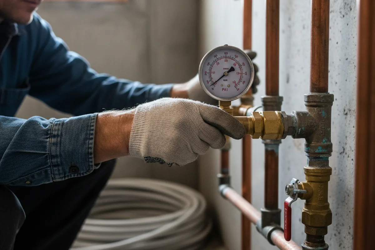 Pressure testing a repaired line during Water Line Repair in Richlands